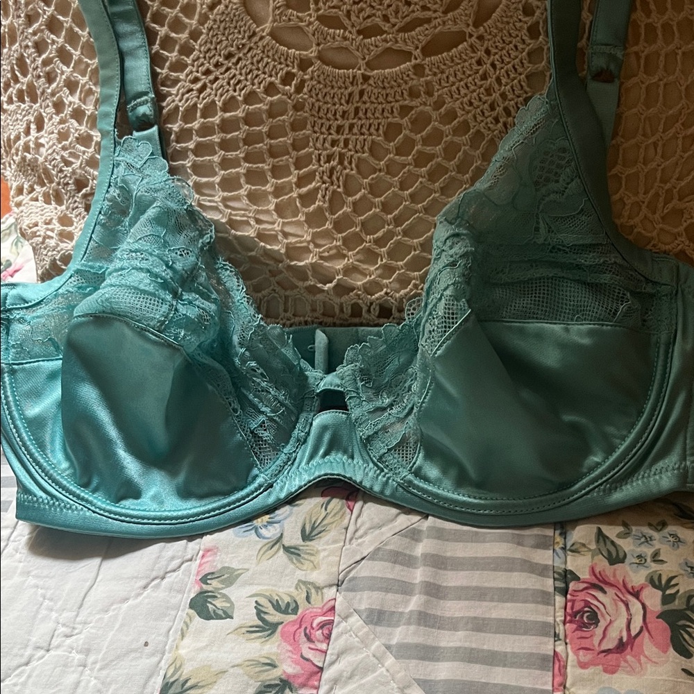 La Perla Satin Lace Bra - Aqua 34 D